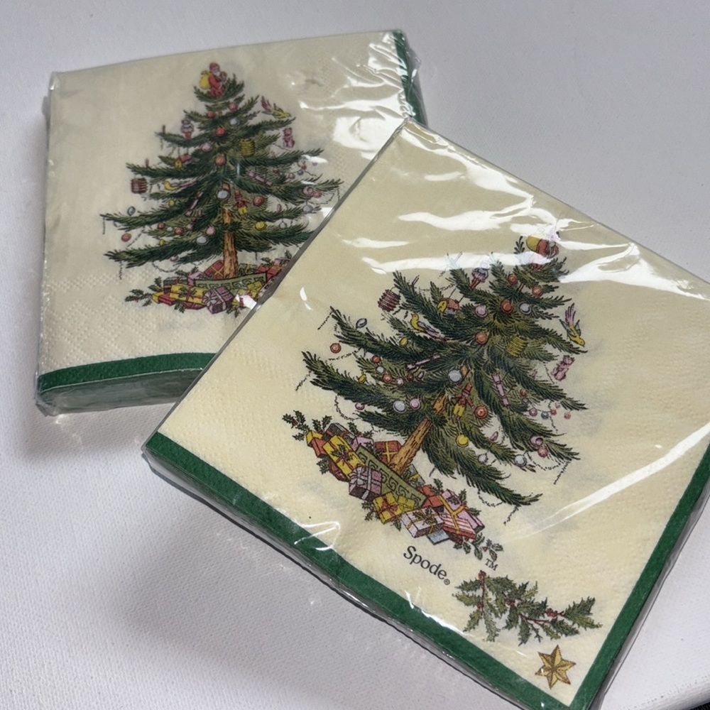 Spode Christmas Tree Disposable Paper Cocktail Napkins  2 PKGS NWT